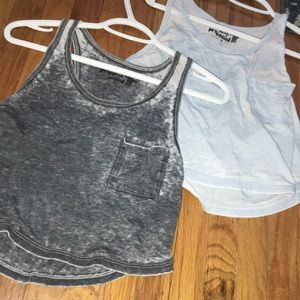 Crop top bundle! Gray and Blue pocket tanks.